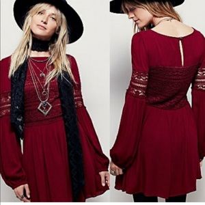 Free People crimson lace dress
